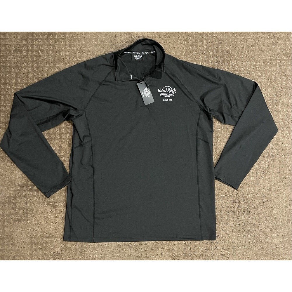Hard Rock Hotel & Casino Sioux City IA 1/4 Zip Pullover Black 4XL Stretch